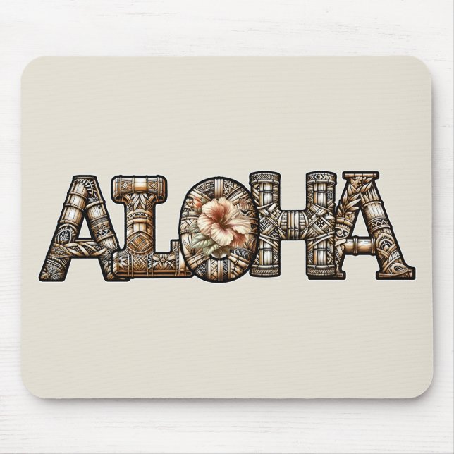 Mousepad Olhar de bambu Aloha polinésio havaiano (Frente)