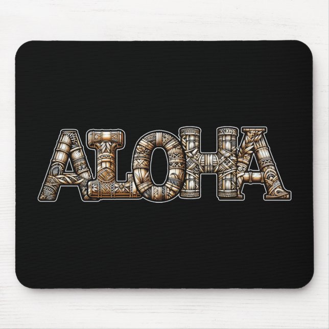 Mousepad Olhar de bambu polinésio havaiano Aloha (Frente)