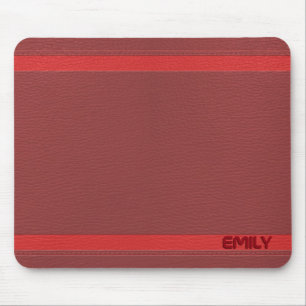 Mousepad Olhar de couro vermelho Monogrammed