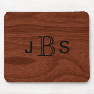 Mousepad Olhar de madeira de mogno Monogrammed feito sob