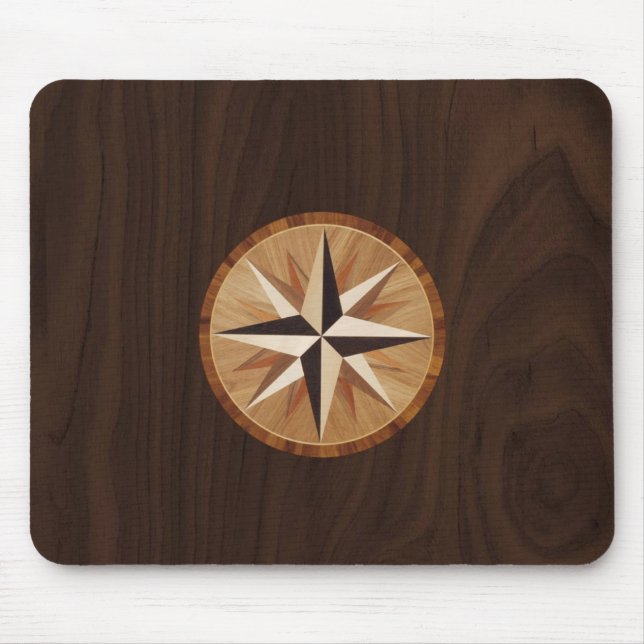 Mousepad Olhar de madeira escuro do Marquetry da estrela (Frente)