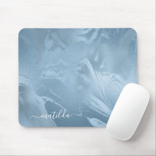 Mousepad Olhar de mármore azul de bebê na moda moderno el