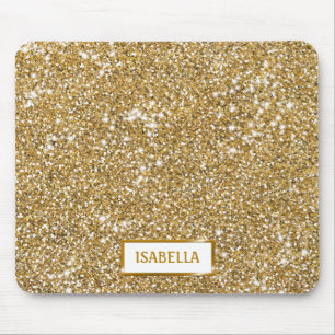 Mousepad Olhar de Textura de Brilho Amarelo Dourado Falso C