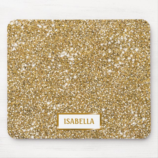 Mousepad Olhar de Textura de Brilho Amarelo Dourado Falso C (Frente)