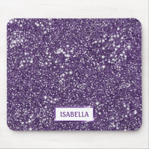 Mousepad Olhar de Textura de Brilho Roxo Falso Com Nome Per