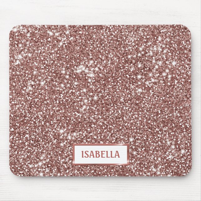 Mousepad Olhar de Textura de Glitter em Ouro Rosa Falso & N (Frente)
