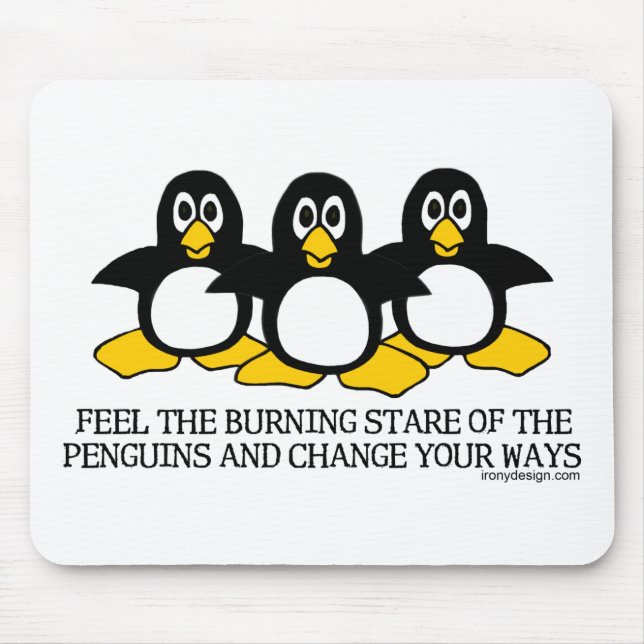 Mousepad Olhar fixo ardente dos pinguins Mous… - (Frente)