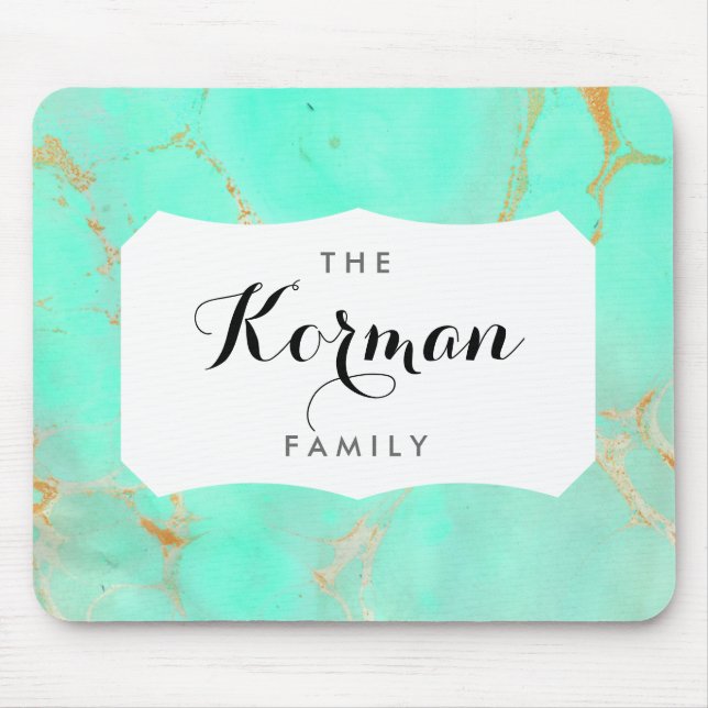 Mousepad Olhar pintado cerceta do Aqua do abstrato do (Frente)