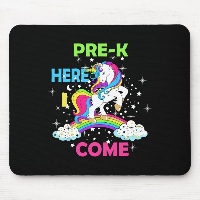 Mousepad Olhe aqui, Pré-k, Eu Vim A Menina Unicórnio. (Frente)