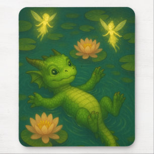 Mousepad Olhinhos de filhotes verdes e bebês bonitos, drago