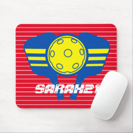 Mousepad Olho de monograma que pica-pickleball vermelho e a