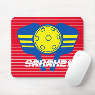 Mousepad Olho de monograma que pica-pickleball vermelho e a