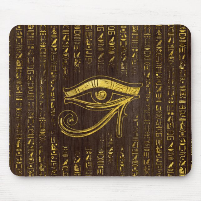 Mousepad Olho egípcio dourado de Horus e de hieroglyphics (Frente)