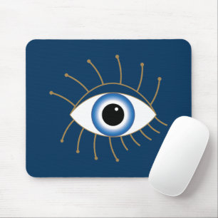 Mousepad Olho Mau grego com traços azuis Dourados