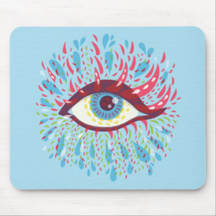 Mousepad Olho psicadélico azul estranho dos rasgos