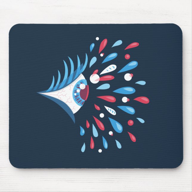 Mousepad Olho psicadélico do respingo colorido escuro (Frente)