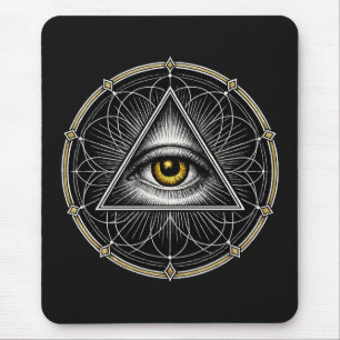 Mousepad Olho que Tudo Vê Geometria Sagrada Preto