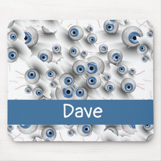 Mousepad Olhos assustadores de nome personalizado (Frente)