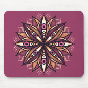 Mousepad Olhos assustadores Flores Psicodélicas Arte Trippy