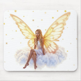 Mousepad Olhos azuis mágicos e bonitos asas brilhantes e ou