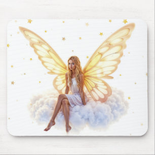 Mousepad Olhos azuis mágicos e bonitos asas brilhantes e ou