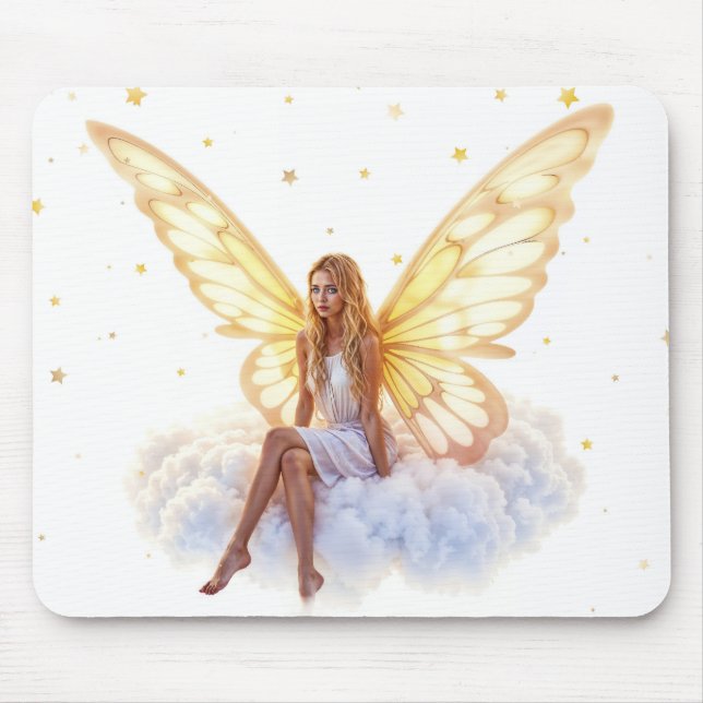 Mousepad Olhos azuis mágicos e bonitos asas brilhantes e ou (Frente)