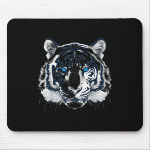 Mousepad Olhos Brancos Azuis Selvagens Gato Animal _1