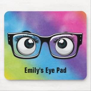 Mousepad Olhos com óculos no arco-íris