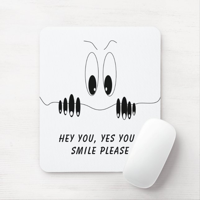 Mousepad Olhos Curiosos - Sorria - Adicione Seu Texto/Cor (Com mouse)