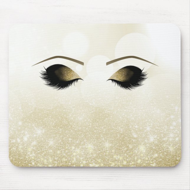 Mousepad Olhos de Maqueamento Dourados do Glam e Lashes Per (Frente)