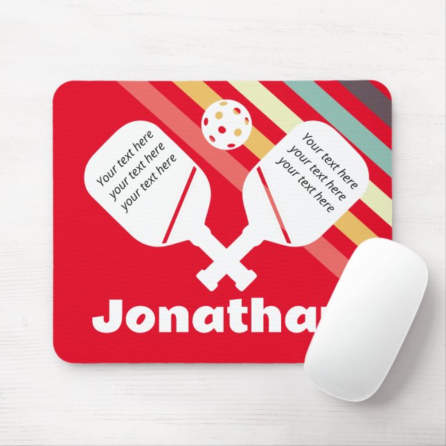 Mousepad Olhos de monograma moderno apanhando Pickleball Re (Com mouse)