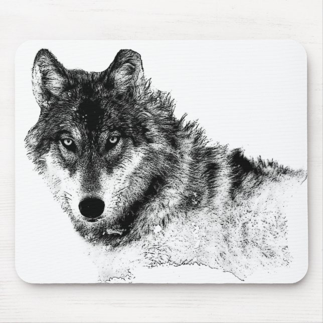 Mousepad Olhos do Lobo Inspirador Branco Preto (Frente)