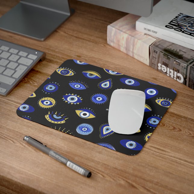 Mousepad Olhos Dourados de Mau Azul Moderno (Criador carregado)