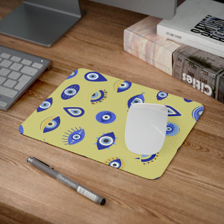 Mousepad Olhos Dourados de Mau Azul Moderno