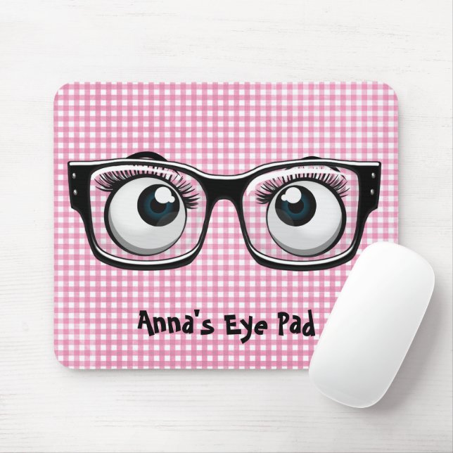 Mousepad Olhos e óculos em Gingham (Com mouse)