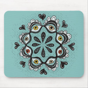 Mousepad Olhos Trippy com Corações Boho Gothic Weirdcore Ar