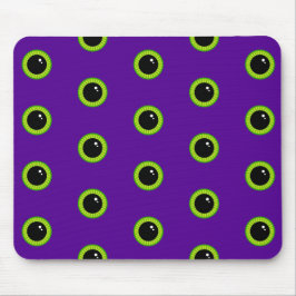 Mousepad Olhos Verdes Engraçados e Monstros Roxos