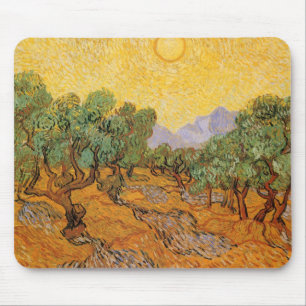 Mousepad Oliveiras, céu amarelo e Sun, Vincent van Gogh