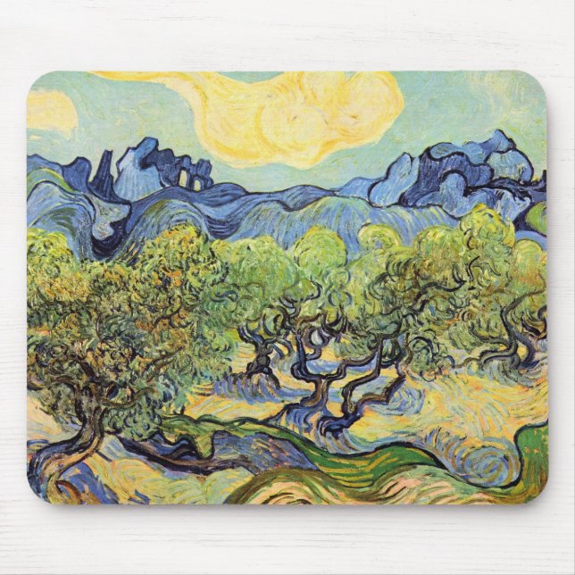 Mousepad Oliveiras com Alpilles por Vincent van Gogh (Frente)