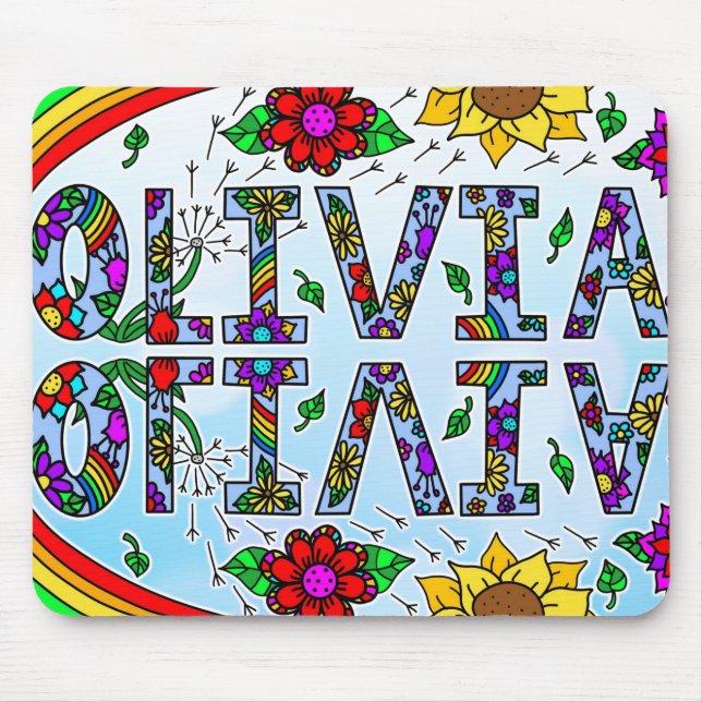 Mousepad Olivia, Estilo de Arte Digital Folk Nome da Rapari (Frente)