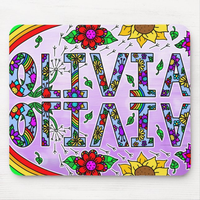 Mousepad Olivia, Estilo de Arte Digital Folk Nome da Rapari (Frente)