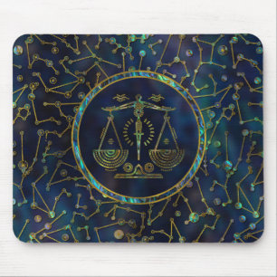 Mousepad Olmo Dourado do zodíaco do Libra na constelação