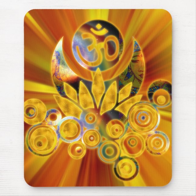 Mousepad Om Lotus | zoom laranja amarelo (Frente)