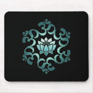 Mousepad Om, Mantra, Símbolo, Mandala, Flor de Lótus, Budis