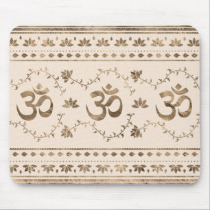 Mousepad OM symbol ornament - pastel gold