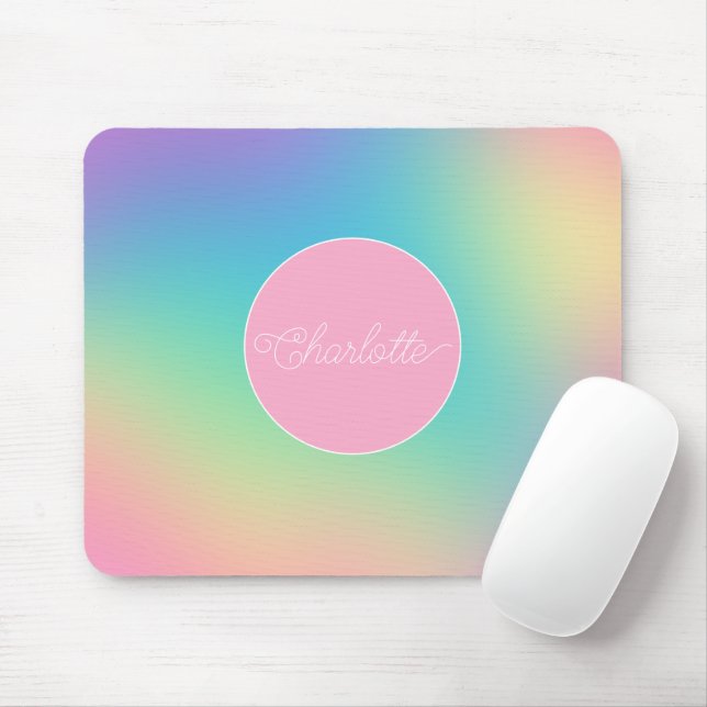 Mousepad Ombre Arco-Íris Personalizado (Com mouse)