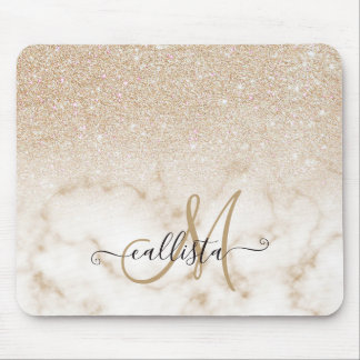 Mousepad Ómbre de Gradação de Mármore Glamoroso e Dourado b