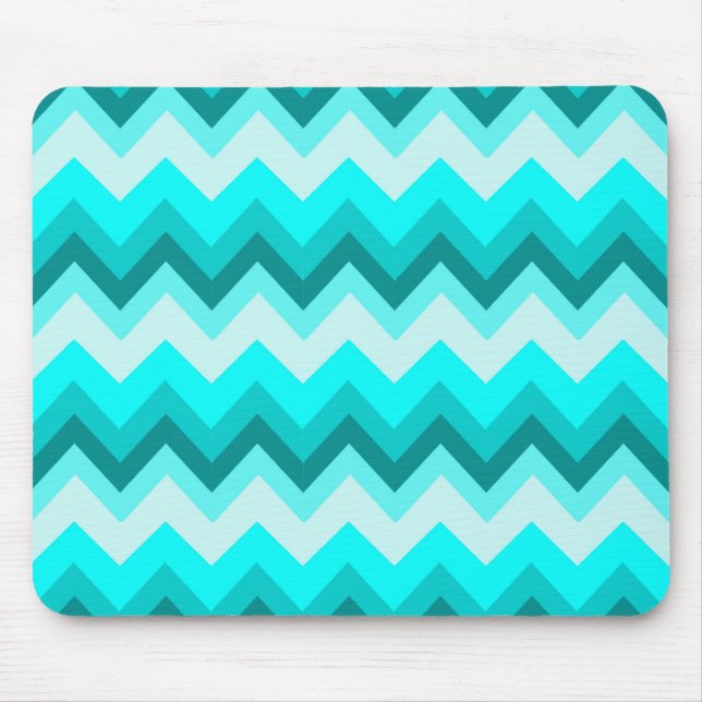 Mousepad Ombre Girly Pattern Teal Turquoise Chevron (Frente)