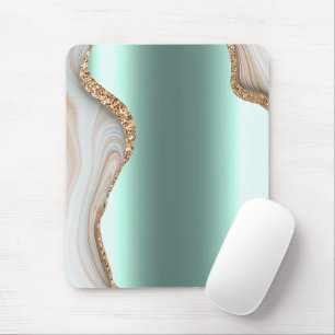 Mousepad Ombre Mármore Dourado Moderno Glam Folha Metálica