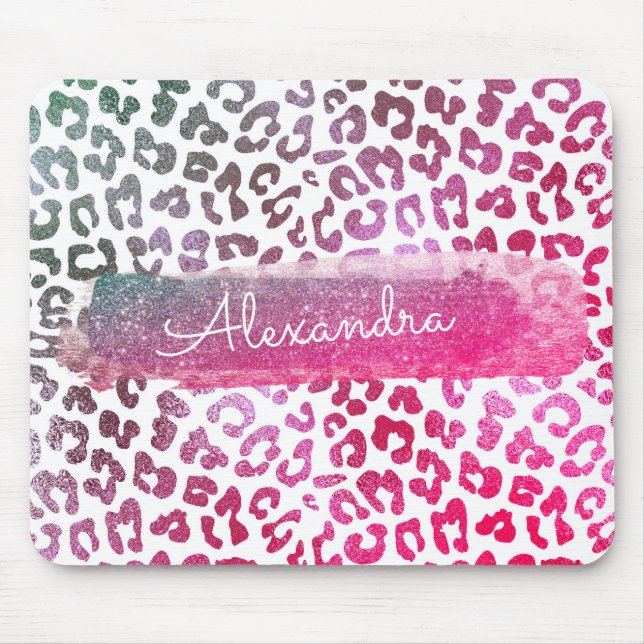 Mousepad Ombre Rosa Cheetah Glitter Sparkle (Frente)